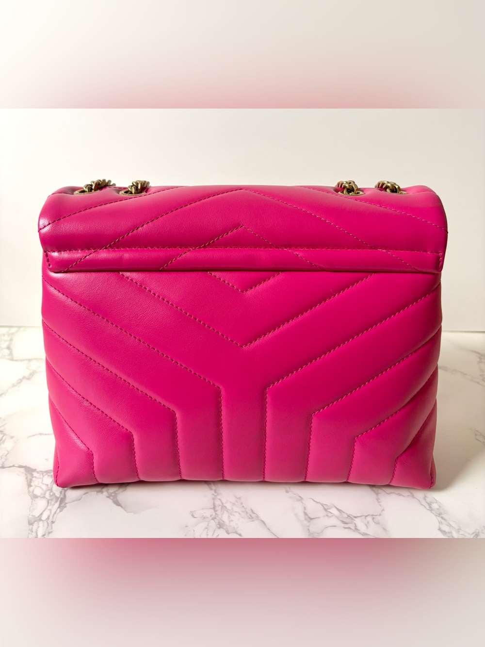 RARE Saint Laurent YSL Small Loulou Pink Fuchsia Shoulder Bag - Picture 4 of 17
